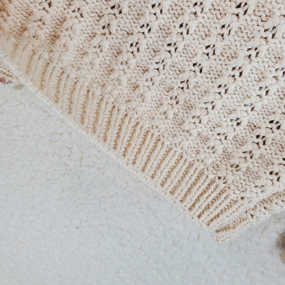 Vtg Alps Cardigan Sweater L Ivory Cotton Grandmacore Button-Up Needlepoint 80s - Picture 15 of 15